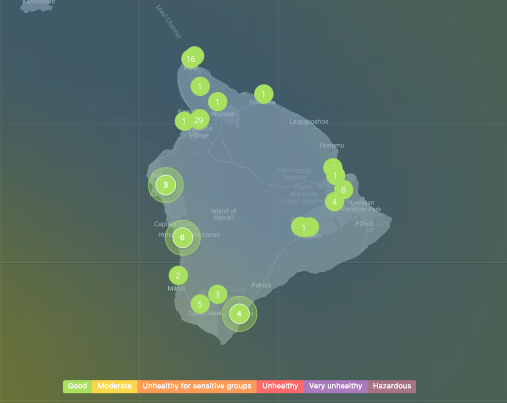 map of clean air on Kailua-Kona