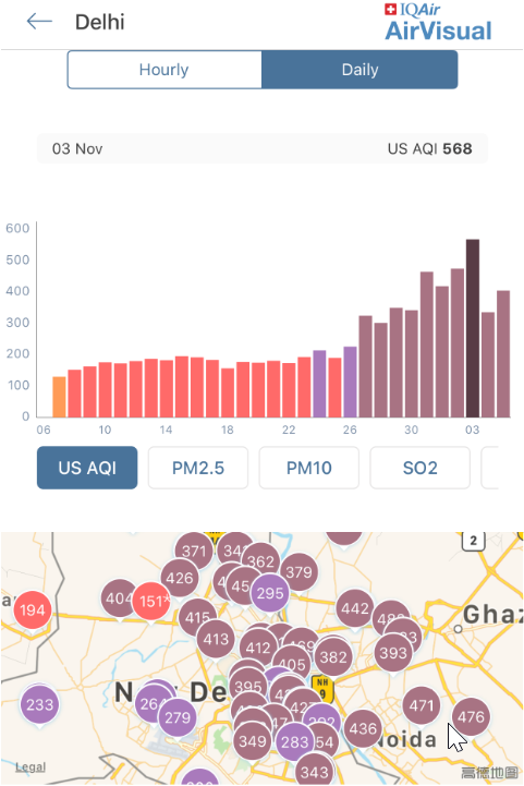 Delhi hazardous air pollution